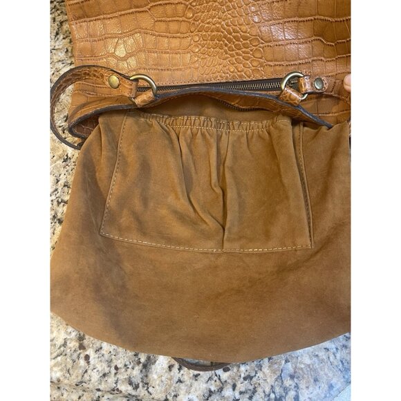 Patricia Nash Albi Brown Leather Croc-Embossed Convertible Tote/Backpack Bag - Picture 12 of 12